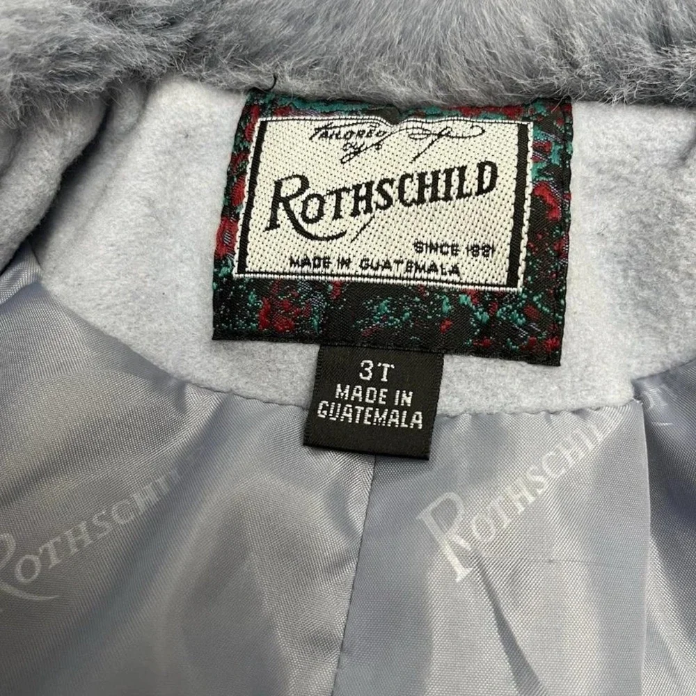 Vintage Light blue Rothschild wool coat with faux fur collar and cuffs size 3T